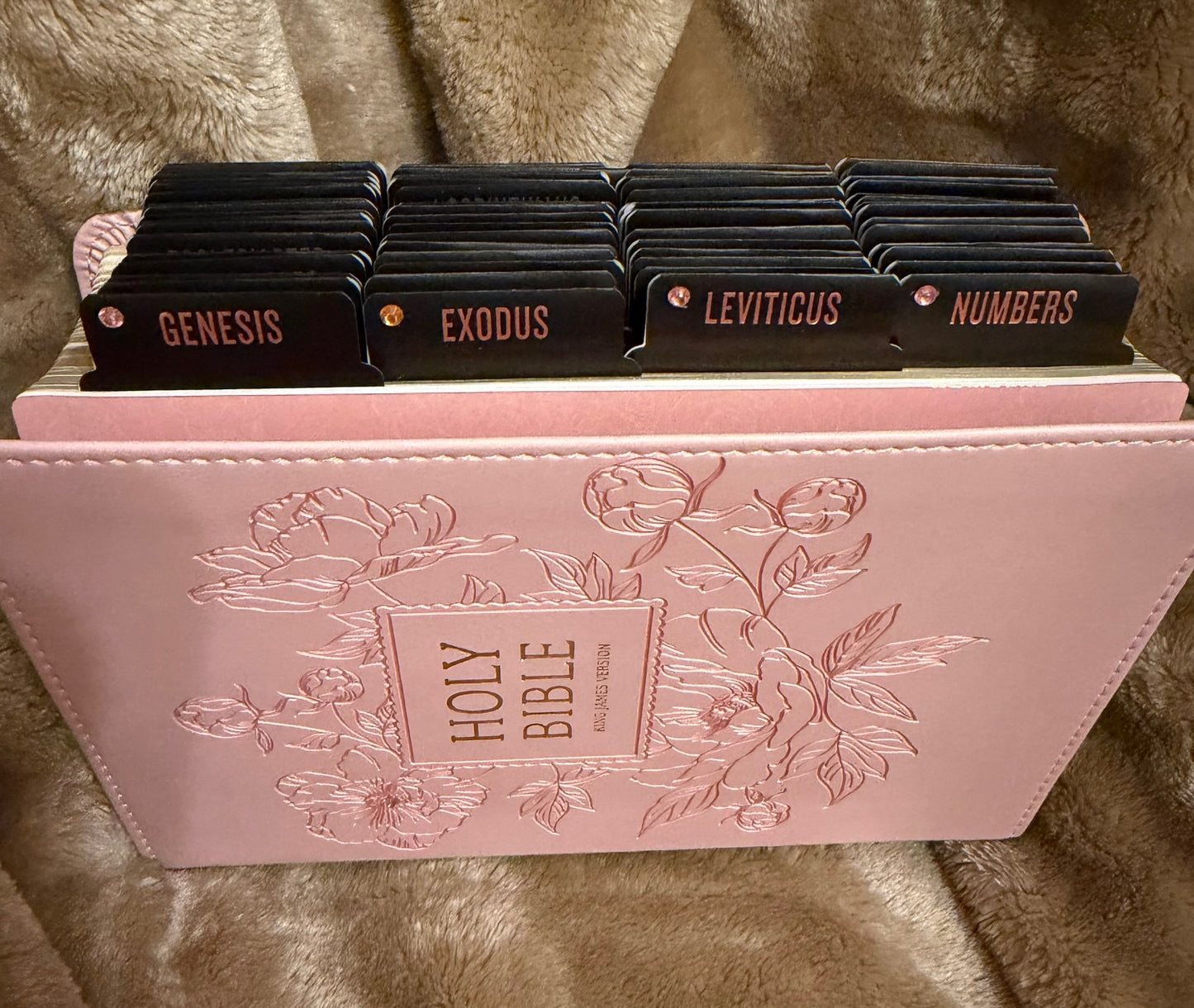 Ballet Pink Floral KJV Large Print Compact Holy Bible