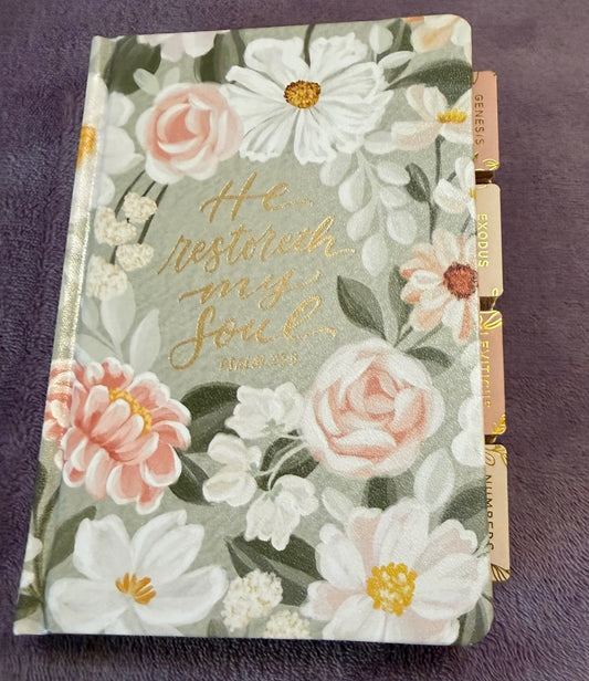 Soft Pink and White Floral KJV Compact Holy Bible