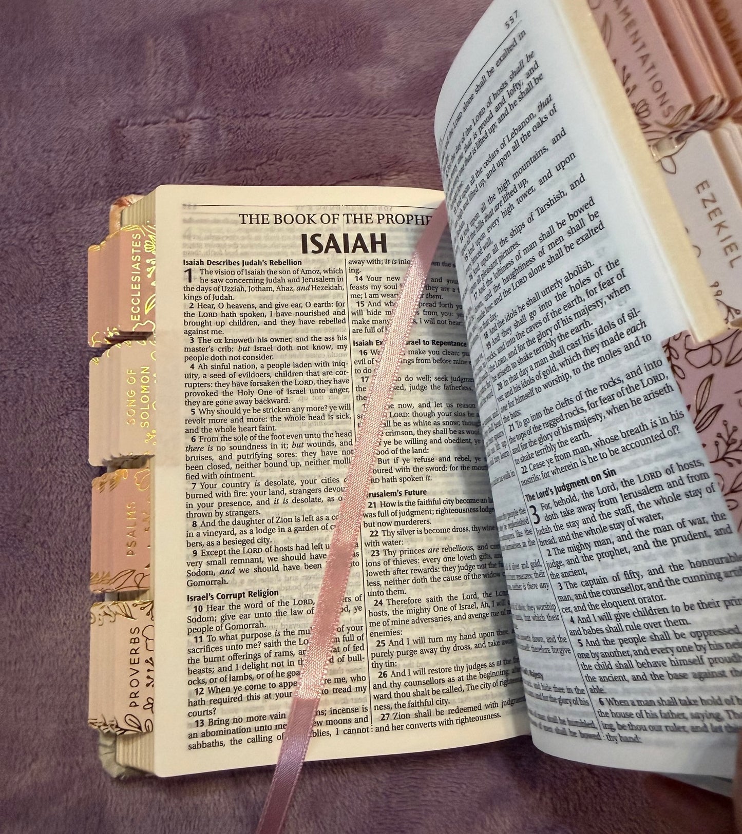 Soft Pink and White Floral KJV Compact Holy Bible